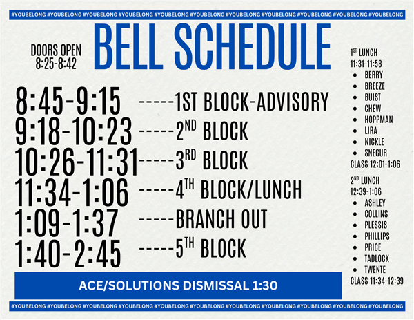 Bell Schedule 2025-2026